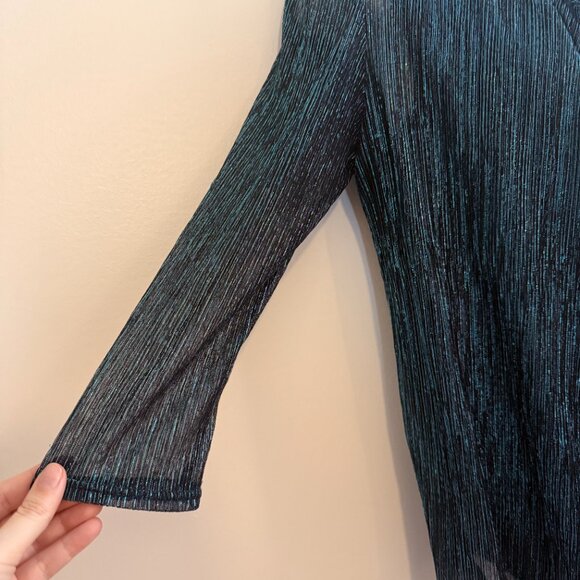 R&M Collection Teal Shimmer Sleeveless Top w/ Sheer Overlay | Size S - Picture 7 of 12